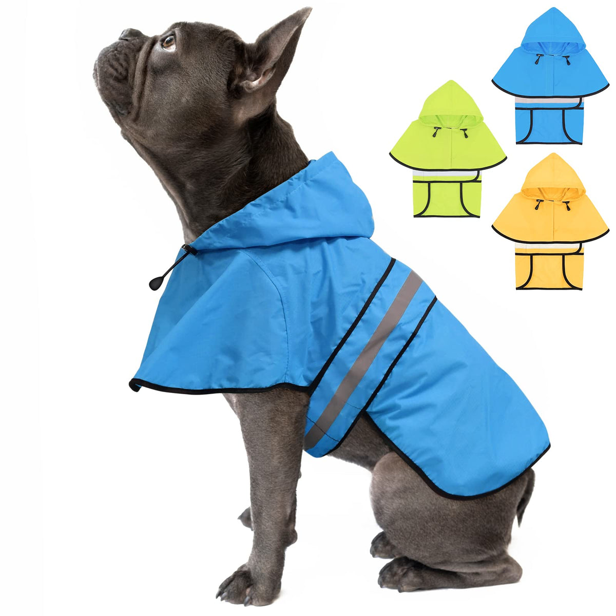 Dog Raincoat Waterproof Dog Rain Jacket with Leash Hole (Small / Blue)