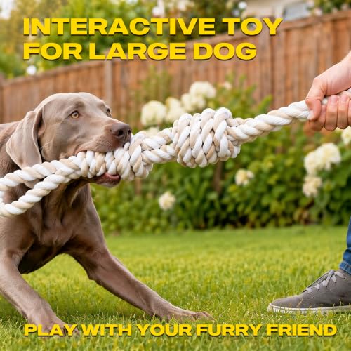 Dog Rope Toys for Aggressive Chewers (White-2 handles / Large)