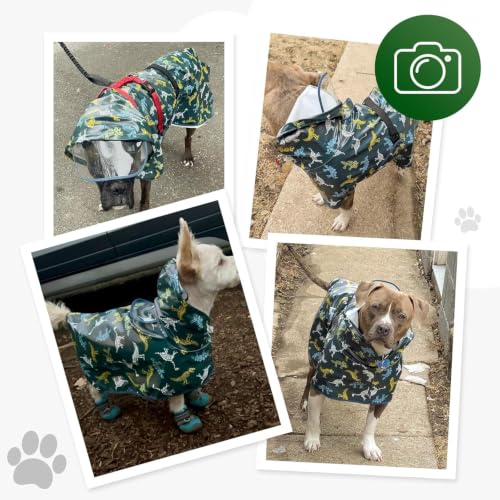 Dog Raincoat Waterproof Windproof Dog Rain Jacket with Hood (Green / 4XL(50-55lbs))
