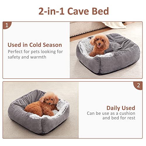 Large Dog Beds for Large Dogs with Cover Cave (35.0"L x 25.0"W x 9.0"Th)