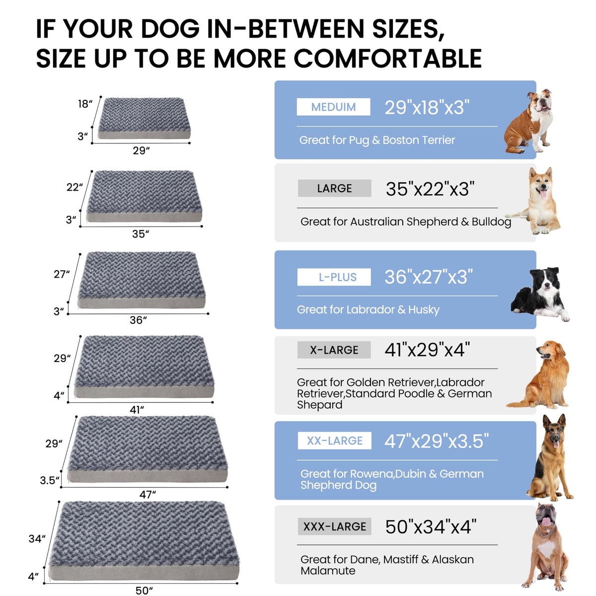 Orthopedic Memory Foam Dog Bed (Rose Plush / XX-Large-47"x 29" x 3.5")