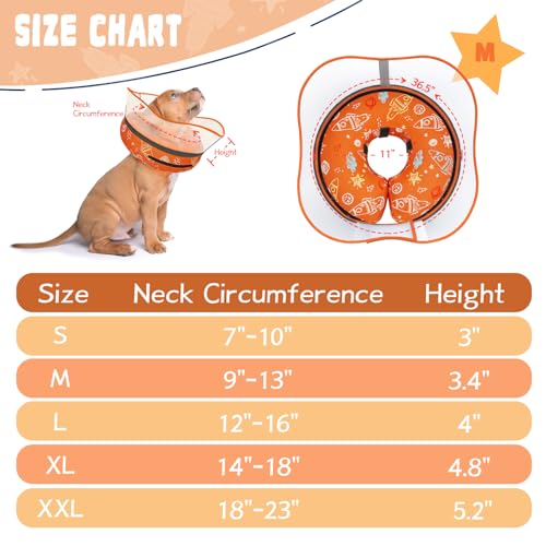 Elevated Inflatable Dog Cone Collar to Stop Licking (Orange / M(Neck 9"-12.5"))