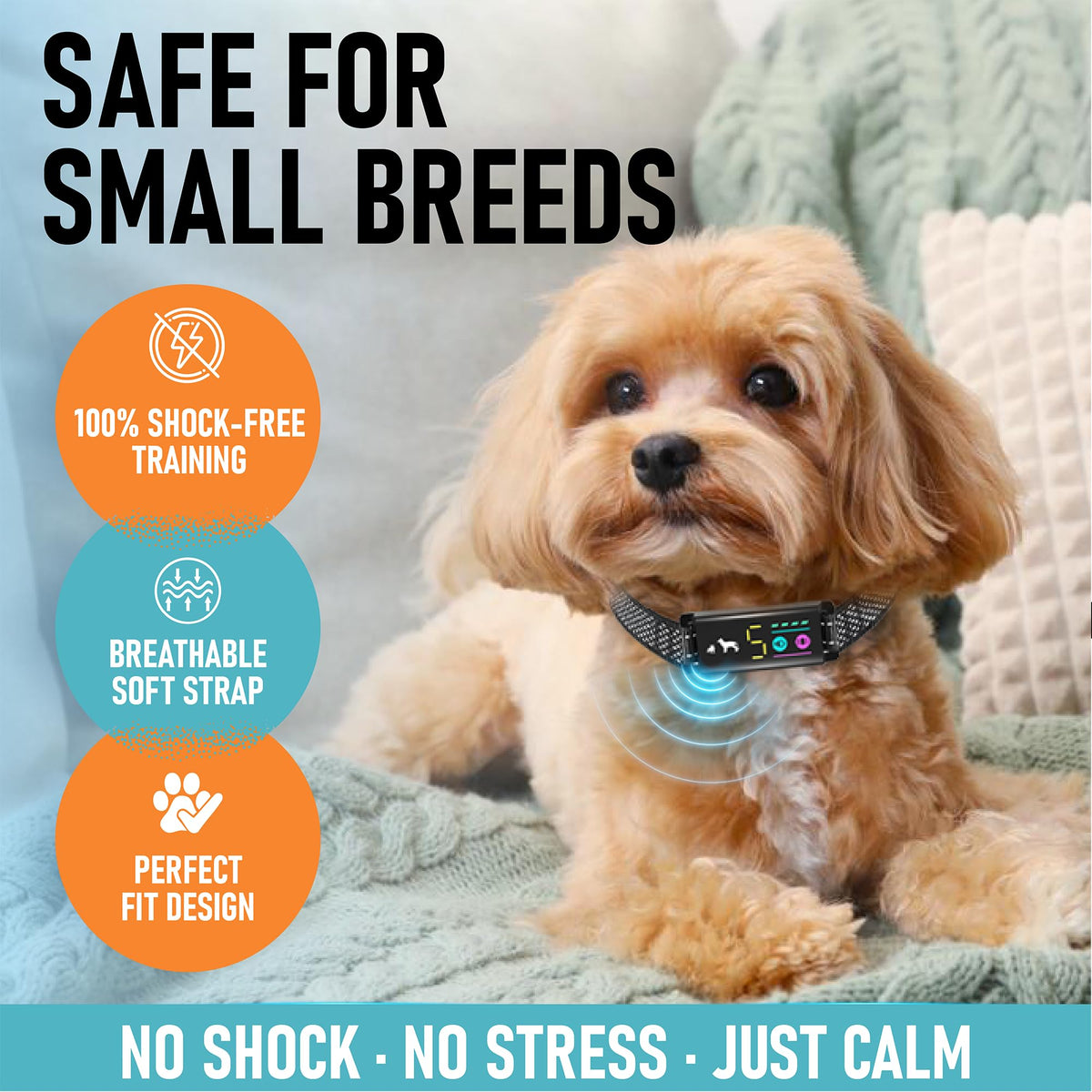 No Shock Bark Collar for Small Dogs 8 (Black/Grey / Adjustable)