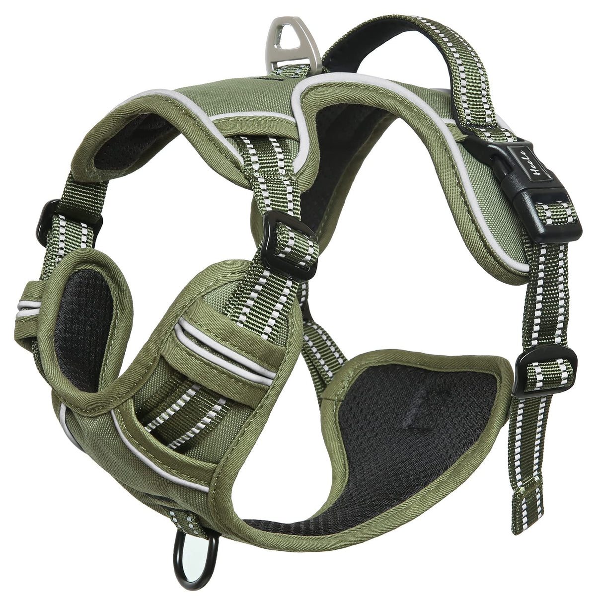 Dog Harness Dog Harness for Small Medium Large Dogs No Pull Adjustable Padded Reflective Harness with Handle for Walking Training (L / Green)