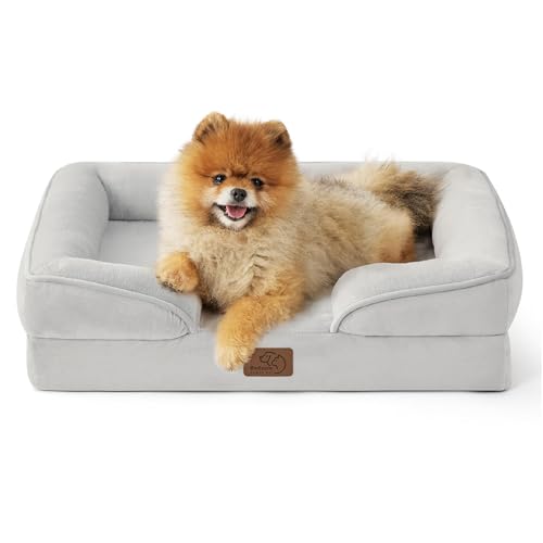 Orthopedic Dog Beds for Small Dogs Washable Original Design (Ether Grey / 24"l X 18"w X 6"th)
