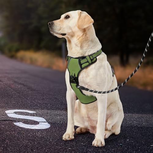 No Pull Dog Harness for Large Dogs (Olive Green / X-Large)
