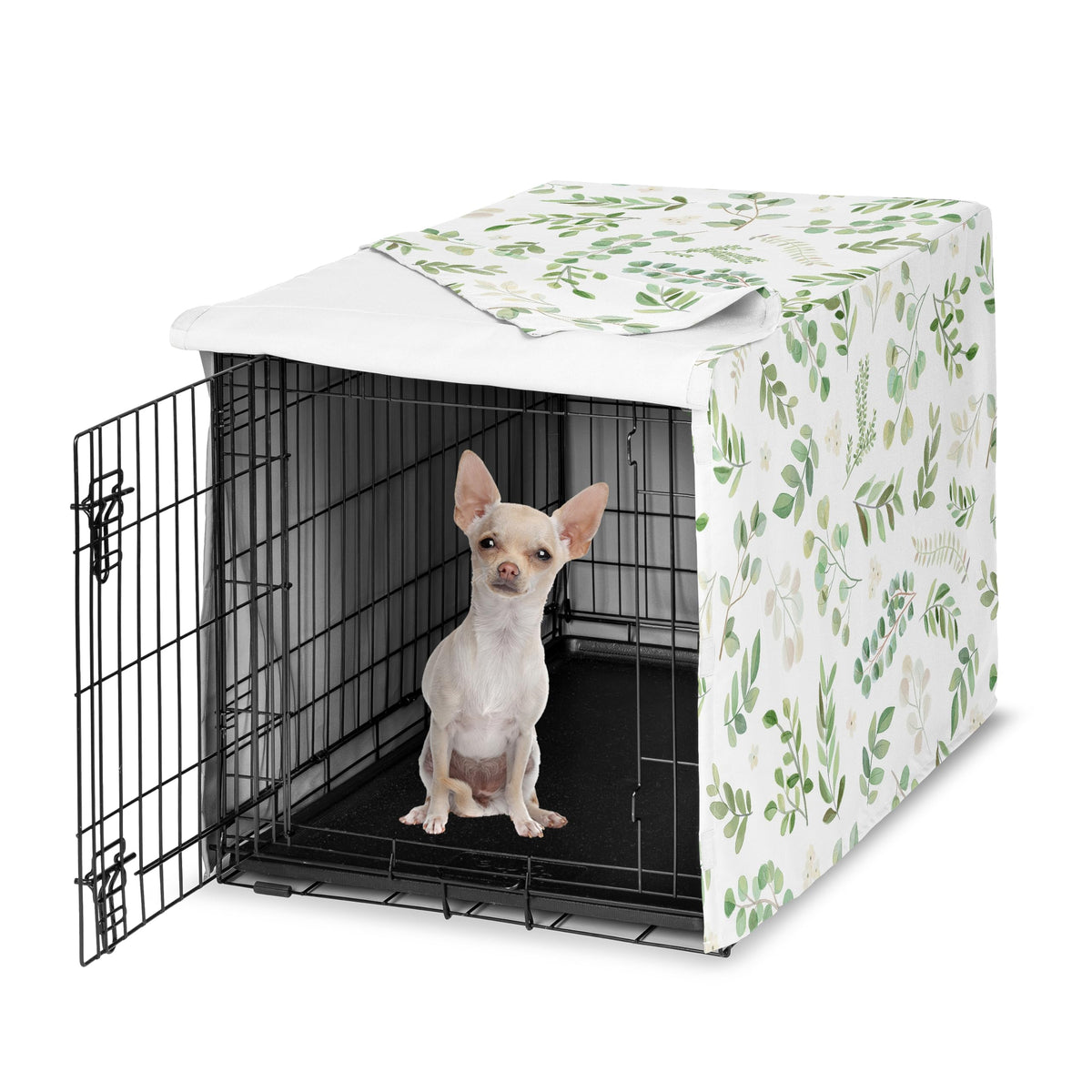 24in. Small Dog Crate Cover (Green Botanical / 24.0"L x 20.0"W x 18.5"H)