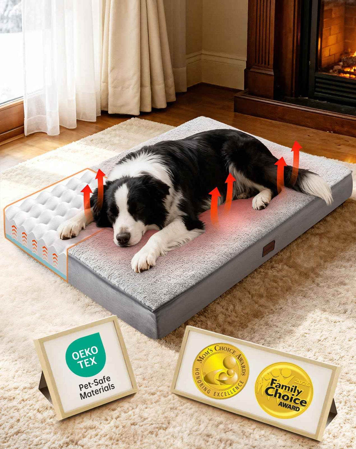 Self Warming Orthopedic Medium Dog Bed (36" x 27" x 3.54" W / 01-Gray)