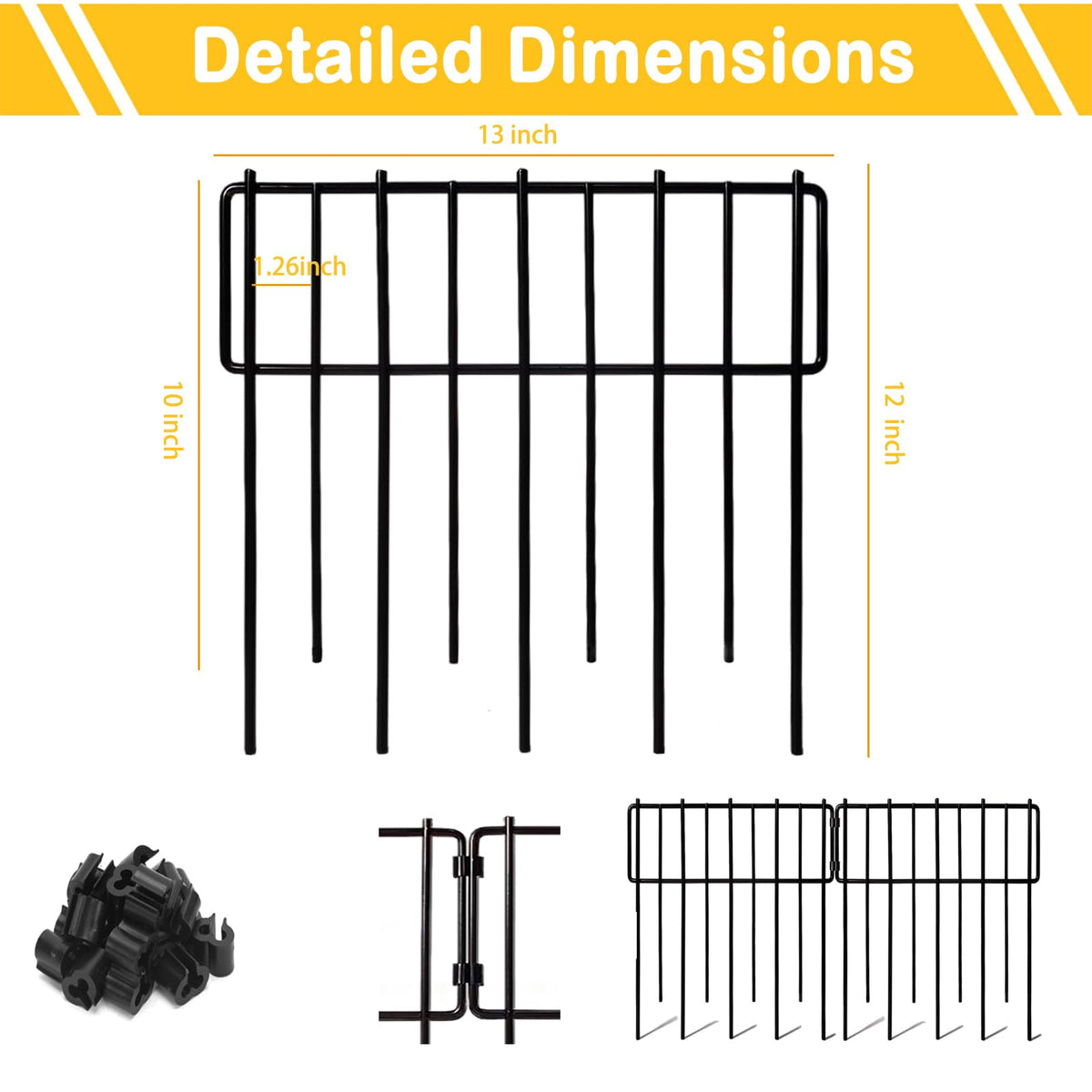 Animal Barrier Fence (Black / 30 Panel, 32.3Ft)