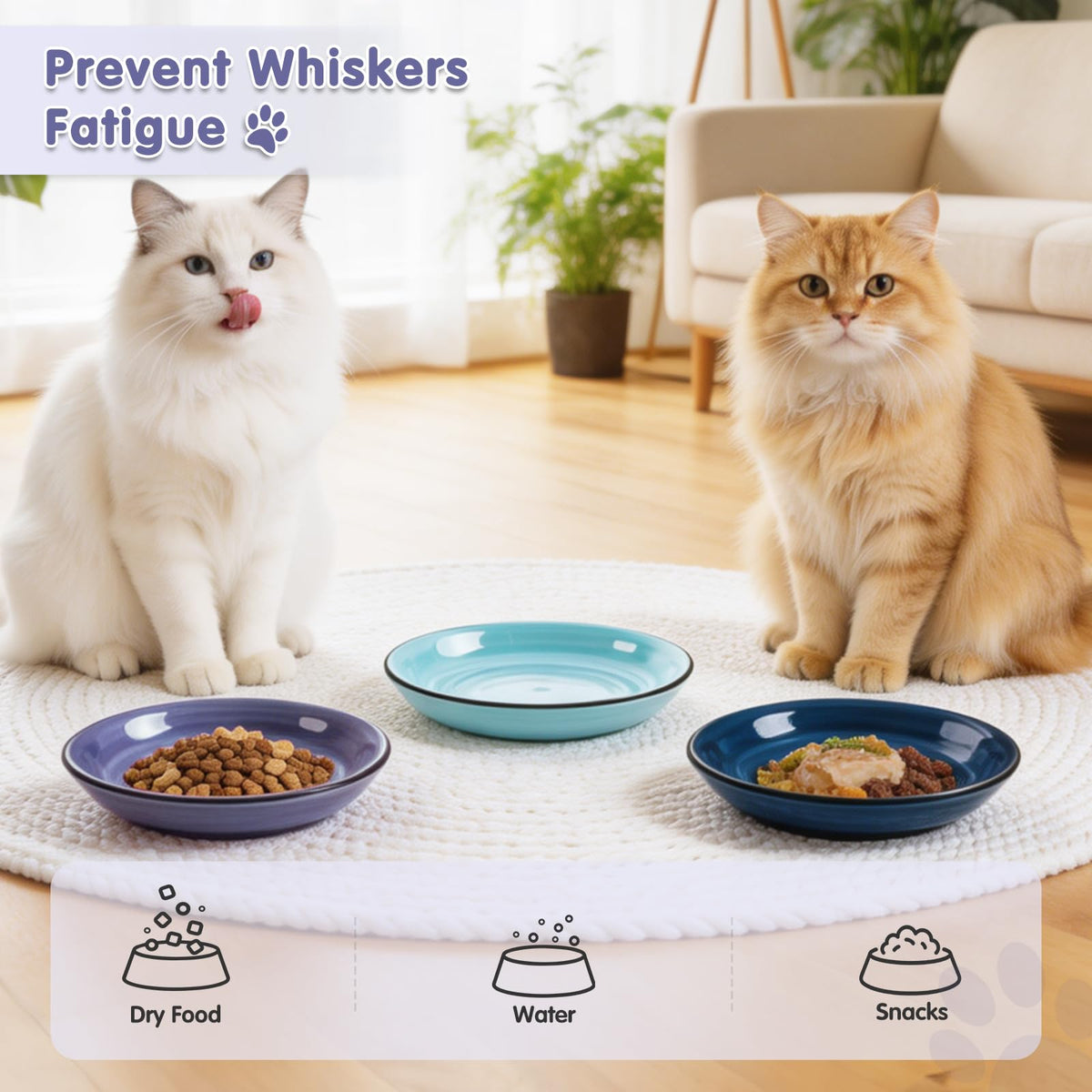 Ceramic Cat Bowls (6 Colors-6P)