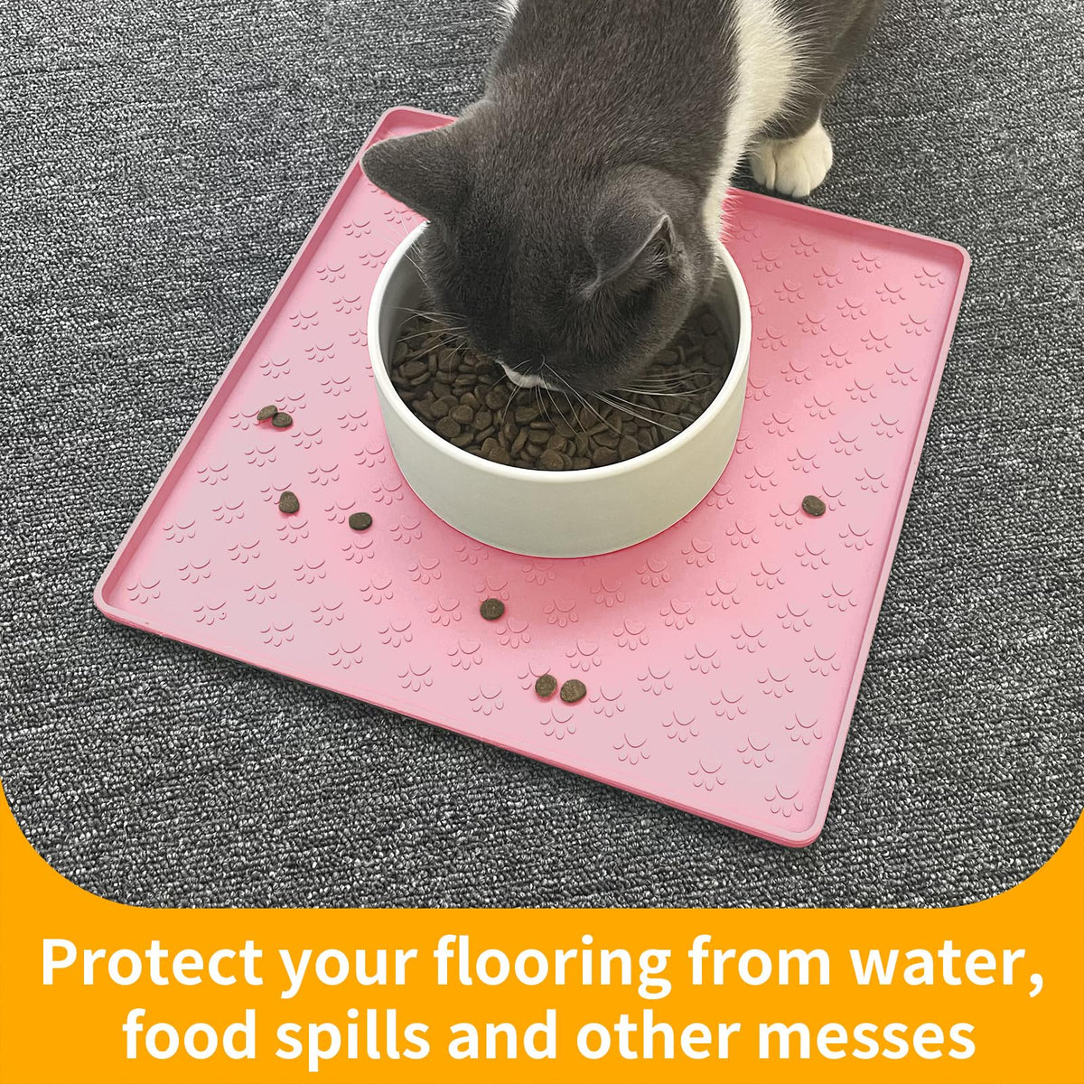 Pet Placemat for Dog and Cat (11.8"L x 11.8"W / Pink)