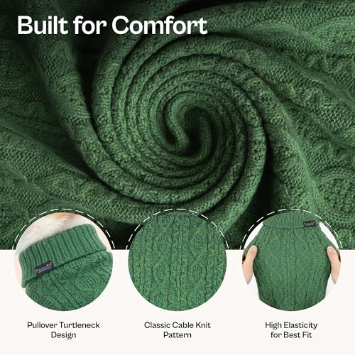 Warm Green Cable Knit Sweater for Dogs & Cats by Parisian Pet (S / Cable Knit Green)
