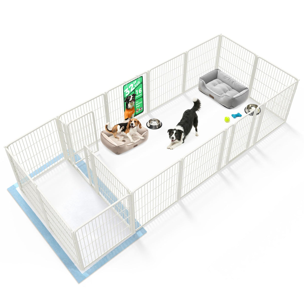 Homeplus Indoor Dog Playpen with Divider Connectors (White / 32"H)
