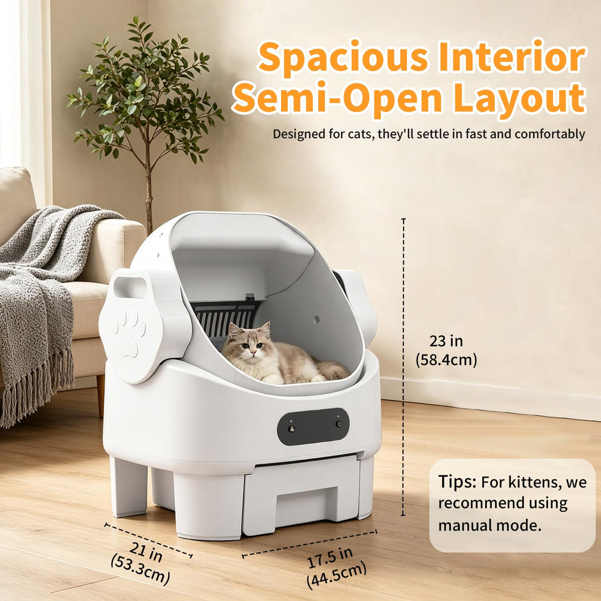 Automatic Cat Litter Box (White)