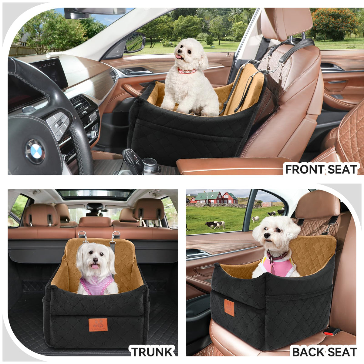 Dog Car Seat for Small (Black/Coffee)