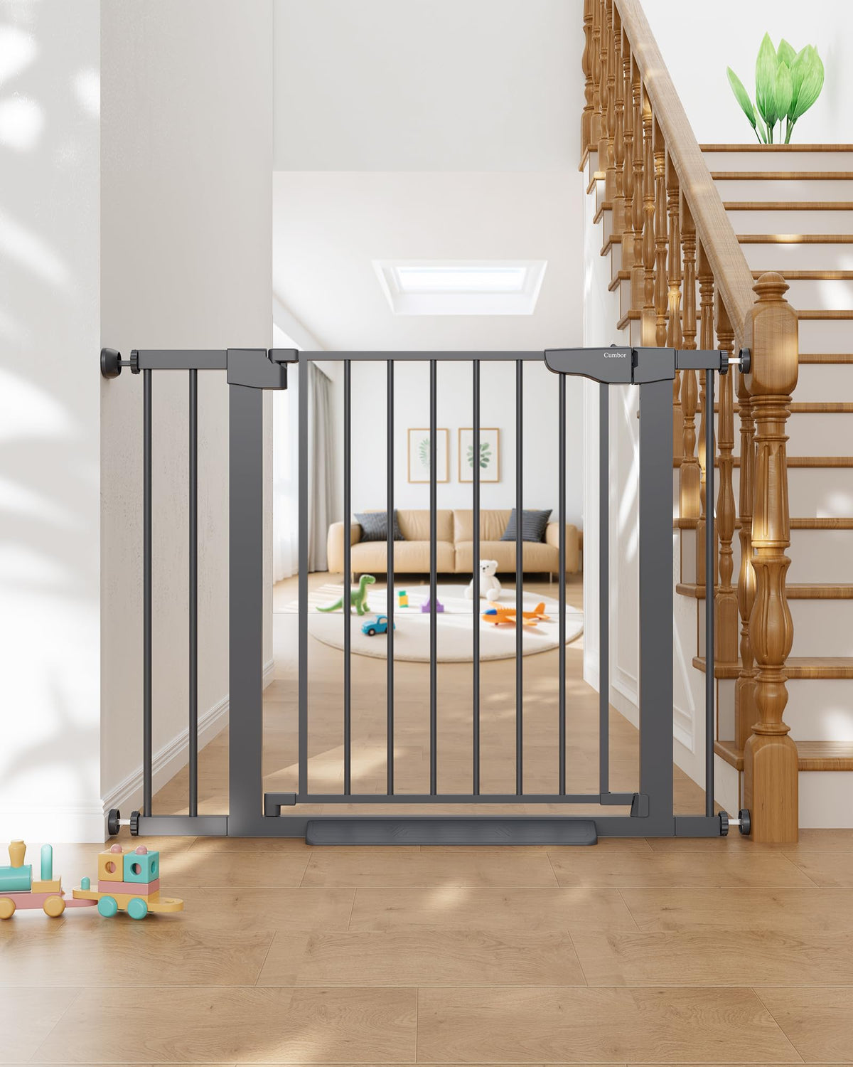 30 40.6 in Baby Gate for Stairs and Doorways (Cool Gray / 30-40.6"W x 30.5"H)