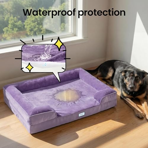 Orthopedic Extra Large Dog Bed Couch (44" x 29" x 7" / 06-Purple)