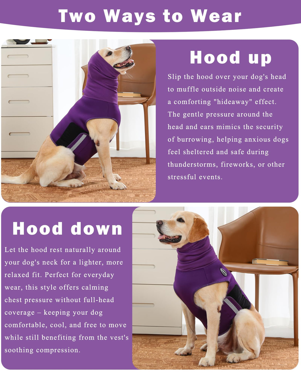 Dog Anxiety Vest with Hood (Pink / X-Large)