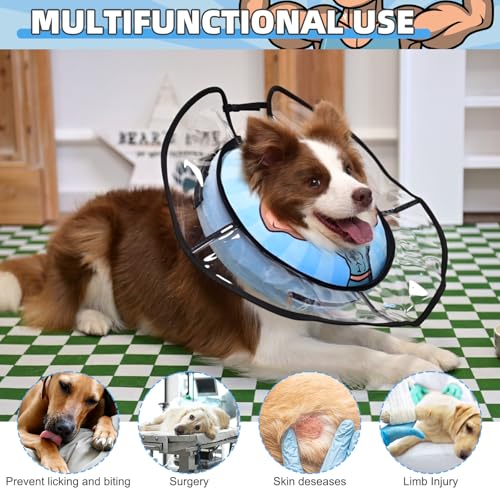 Inflatable Dog Cone Collar Alternative After Surgery (Hercules, with a transparent border / M+ (Neck:13-15in))