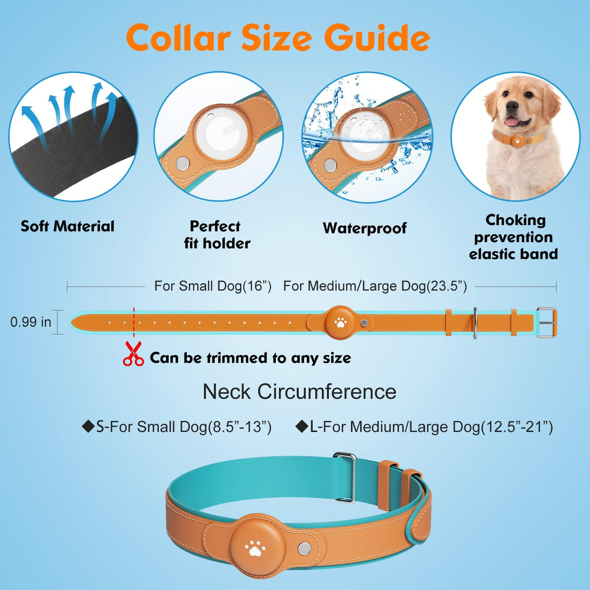 GPS Tracker for Dogs (Brown / L(12.5''-21''))