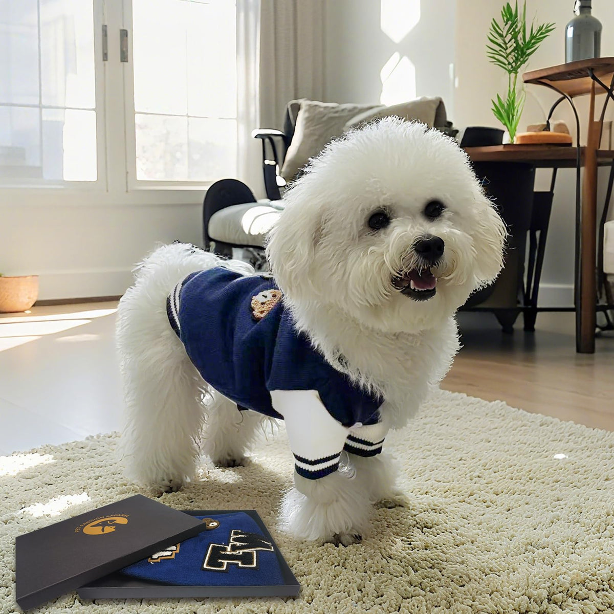 Dog Varsity Sweaters for Dogs (Blue / Large(8-12lbs))