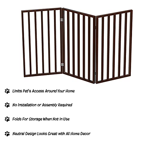 Pet Gate 3 Panel Freestanding Dog Gate Indoor (Brown / 3 Panel)