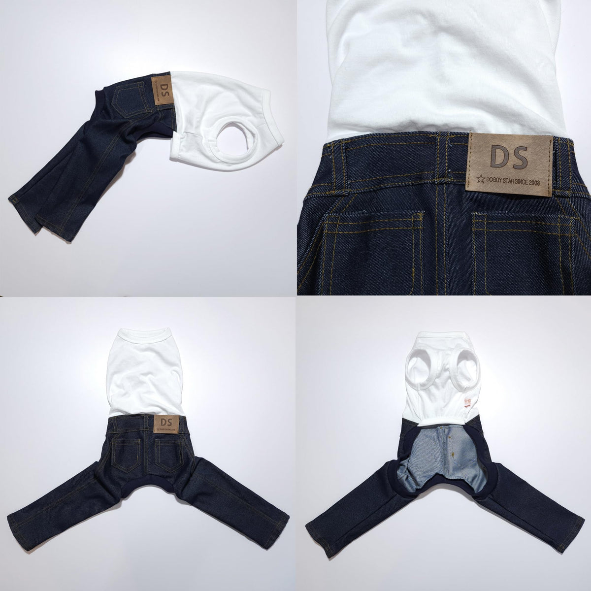 D Doggy Star Italian Greyhound Clothes Sleeveless Jeans Onesie Outfit Whippet for Dog Coat (2XL / Blue Jean)