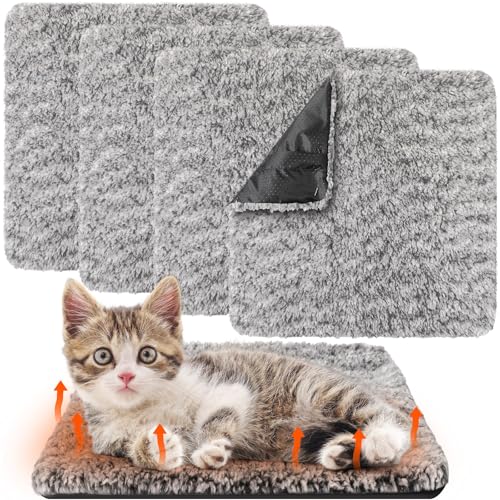 4 Pack Self Warming Cat Mat for Pets (12 x 12 Inch / Gray)