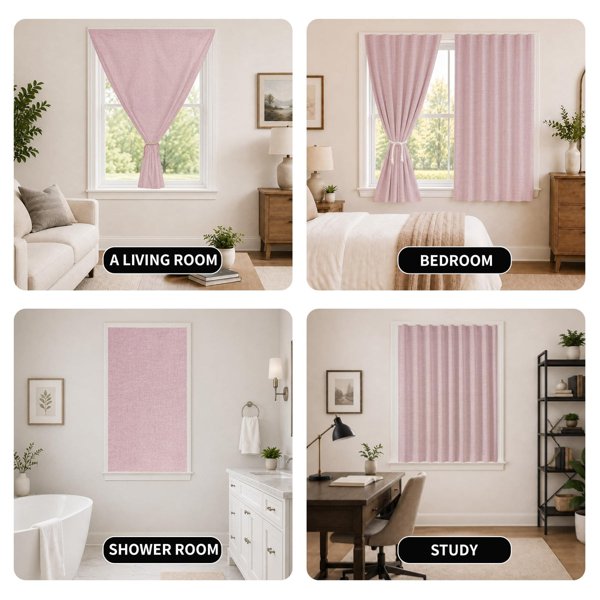 Portable Blackout Curtains (Light Pink / 52"W x 72"H)