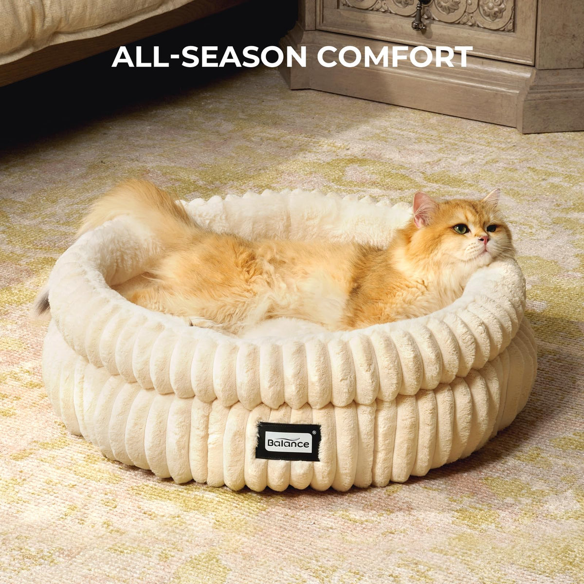 Cat Bed Kitten Bed (20.0"L x 20.0"W x 8"Th / Winter White)