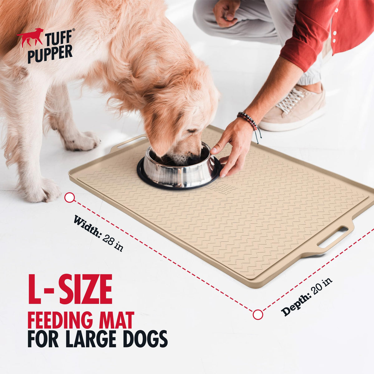 28x20 Large Dog Feeding Mat for Food and Water (Beige / Large - 28" x 20")