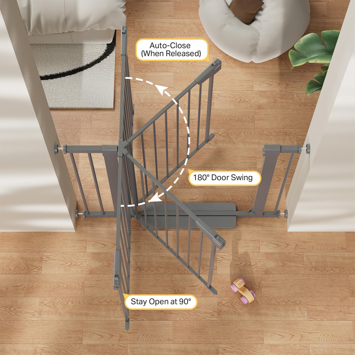 30 40.6 in Baby Gate for Stairs and Doorways (Cool Gray / 30-40.6"W x 30.5"H)