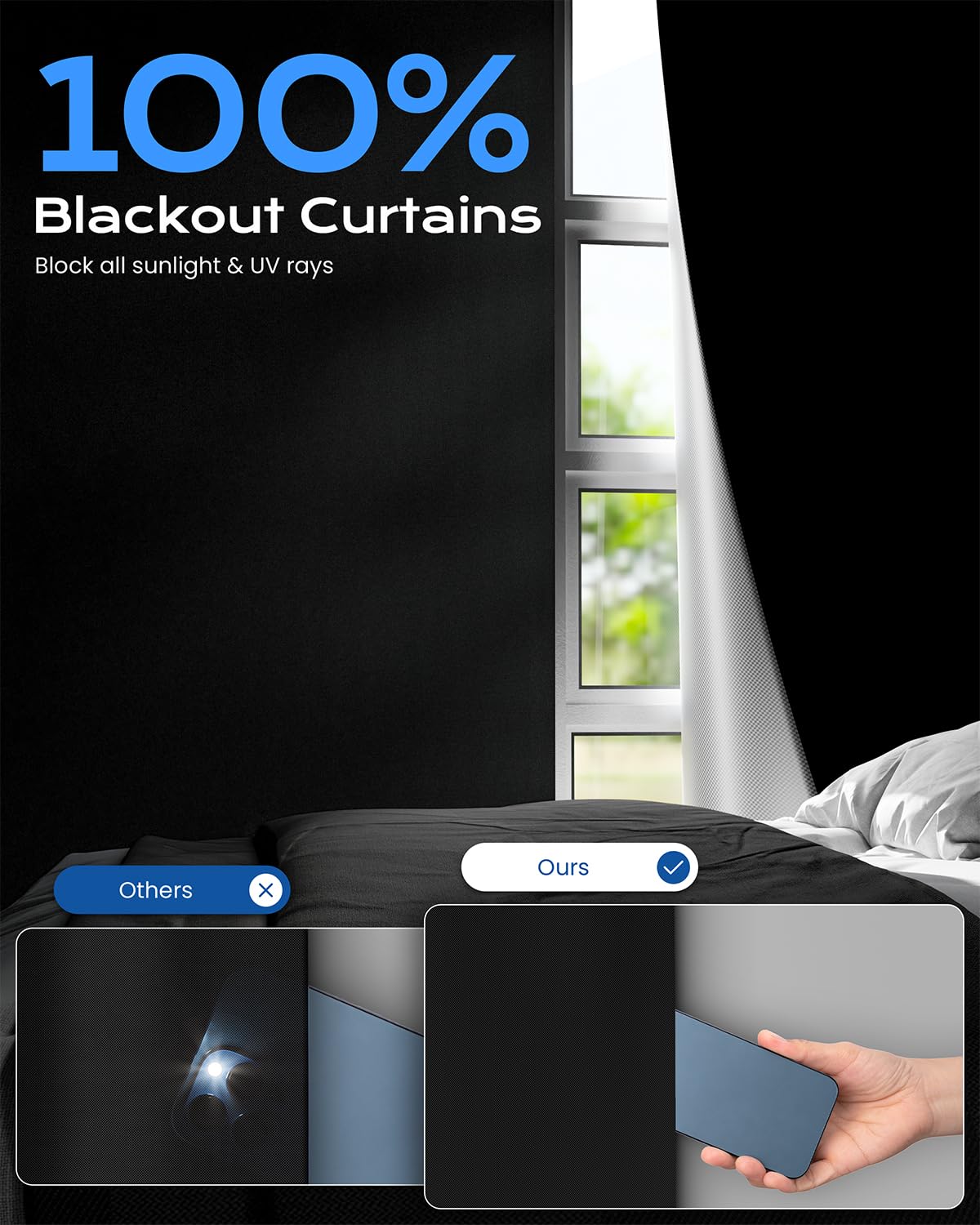 Portable Blackout Curtains Door Shades (Black / 24"W x 80"H)