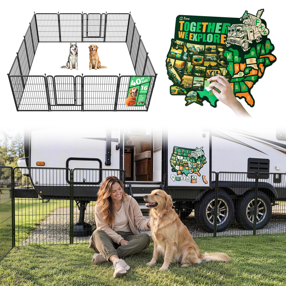 Rollick Dog Playpen with 50 (Black / 40"H)