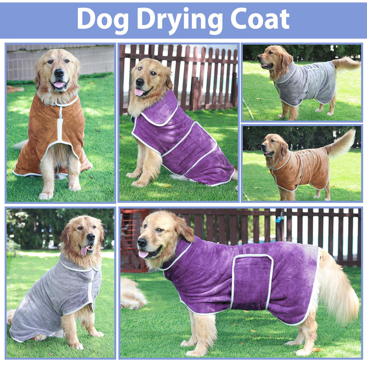 Dog Bathrobe Towel Dog Drying Coat (Brown / XX-Large)