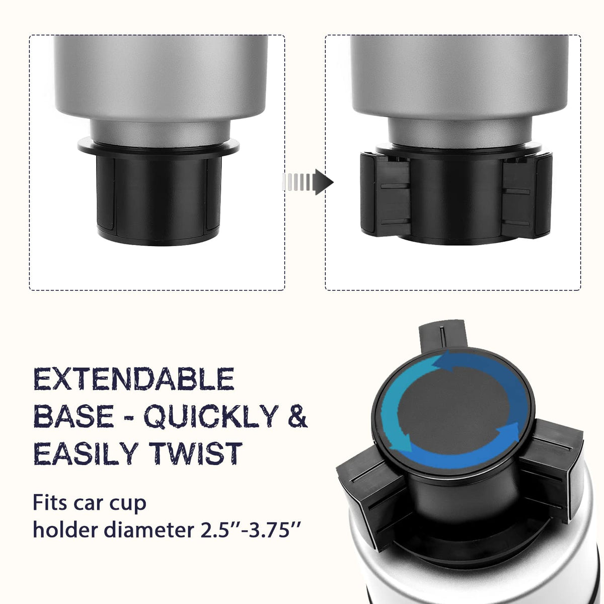 2 Pack Car Cup Holder Expander Organizer Adjustable Base (Multicolor / Medium*2)