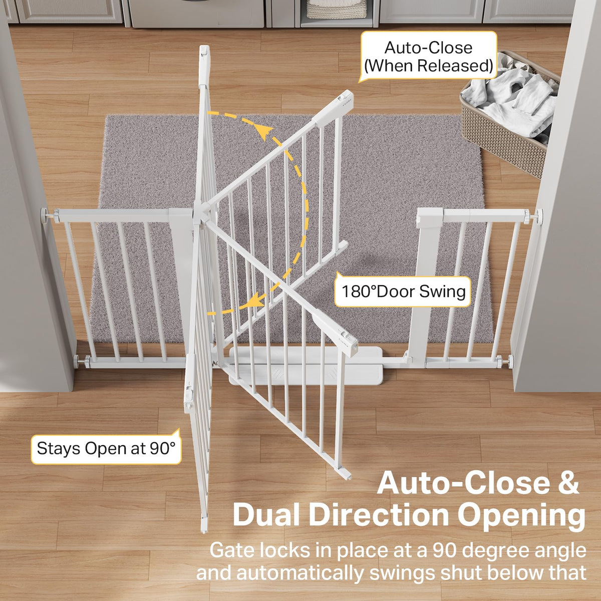 36 in Extra Tall Baby Gate for Stairs (White / 29.7-51.5"W x 36"H)