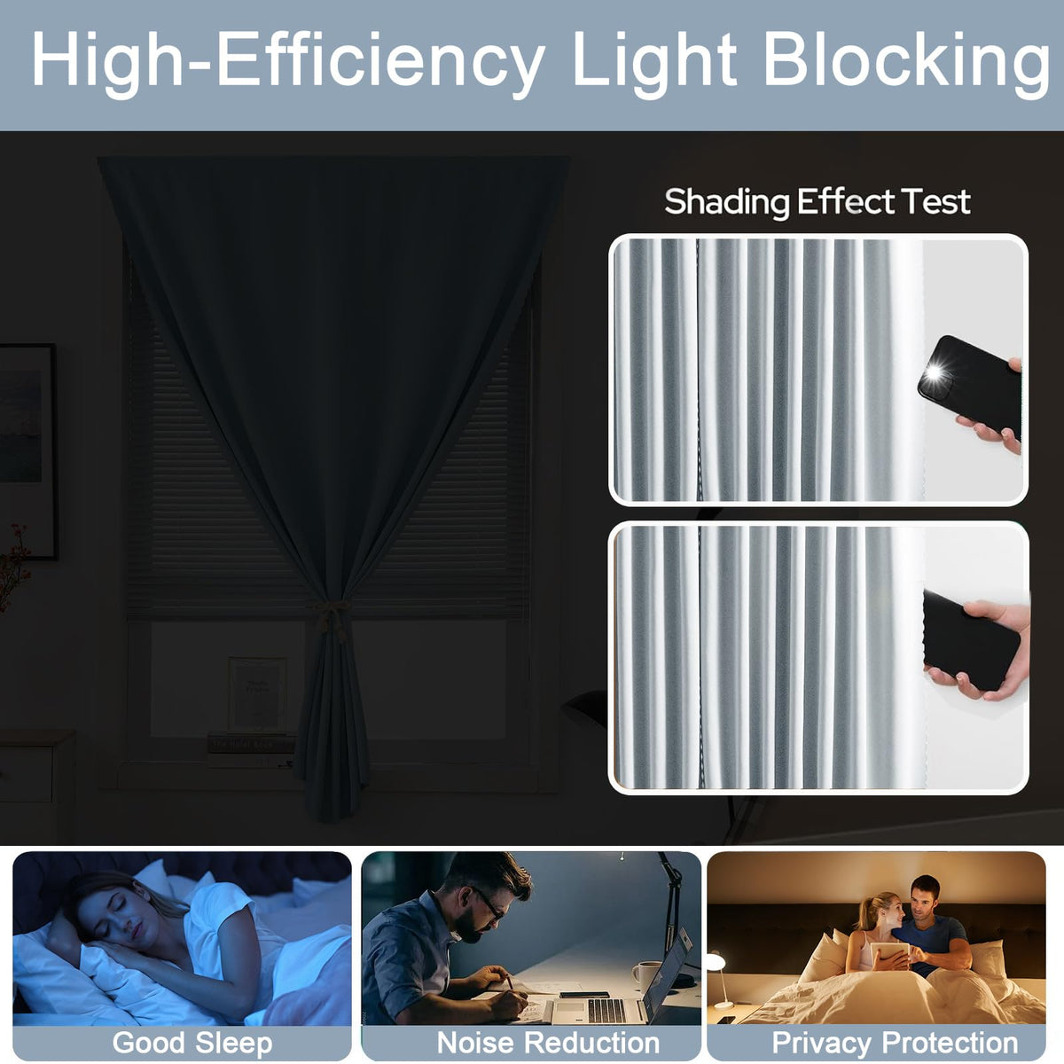 Self Adhesive Curtains (59"W x 71"L (Pack of 1) / Light Grey)