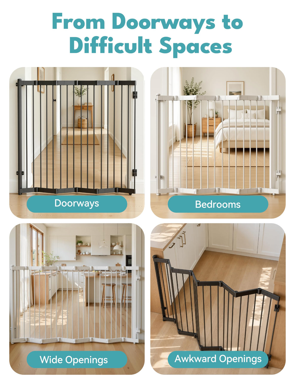 Retractable Safety Gate (Black / 51" Wide, 30" Tall)