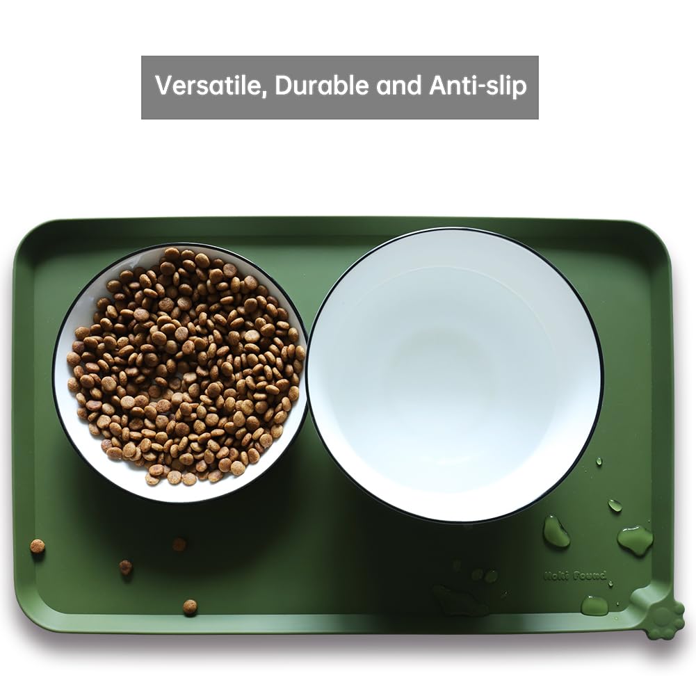 Silicone Pet Food Mat (19" x 12" / Dark Olive)