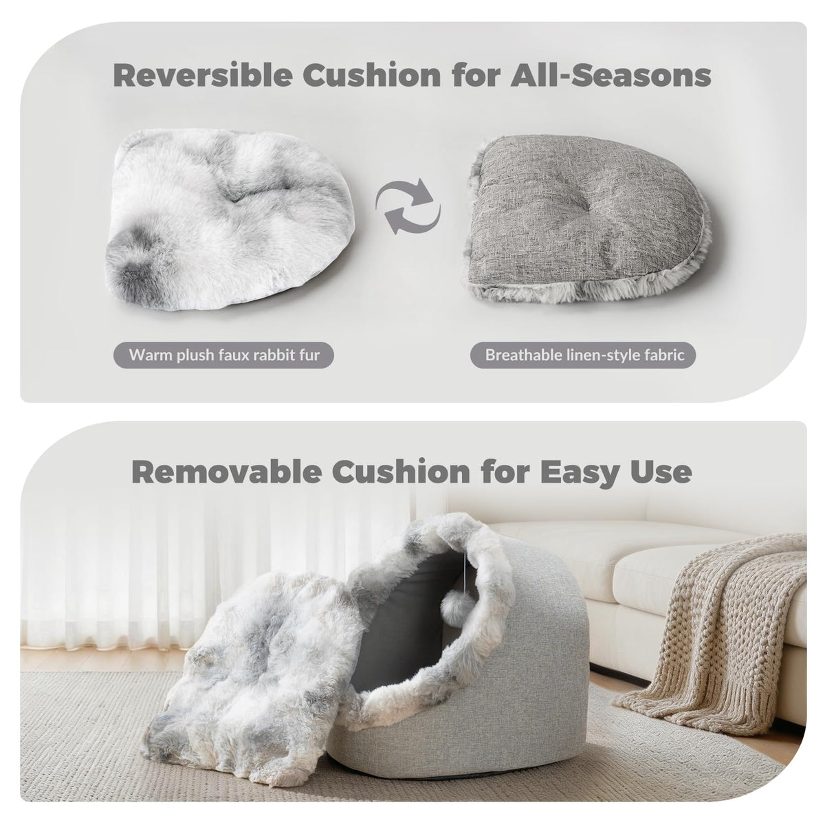 Cat Bed Cave for Indoor Cats (Large)