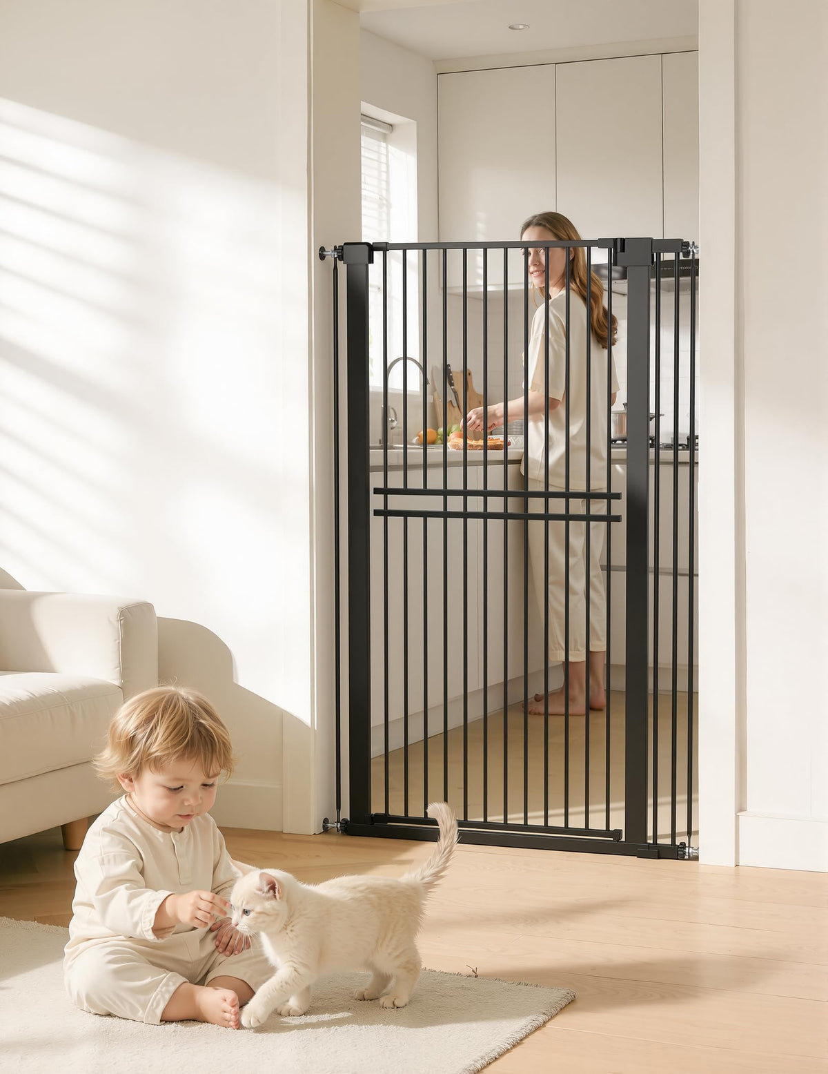 55" Extra Tall Pet Gate (Black - S10 / 55" Tall, 31.5-48" Wide)