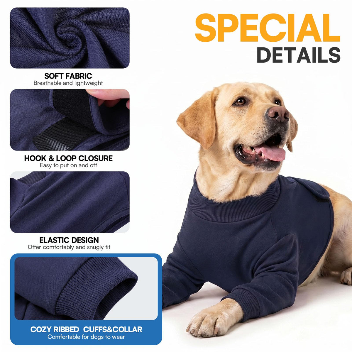 Large Recovery Suit for Dogs (XX-Large / NavyBlue)