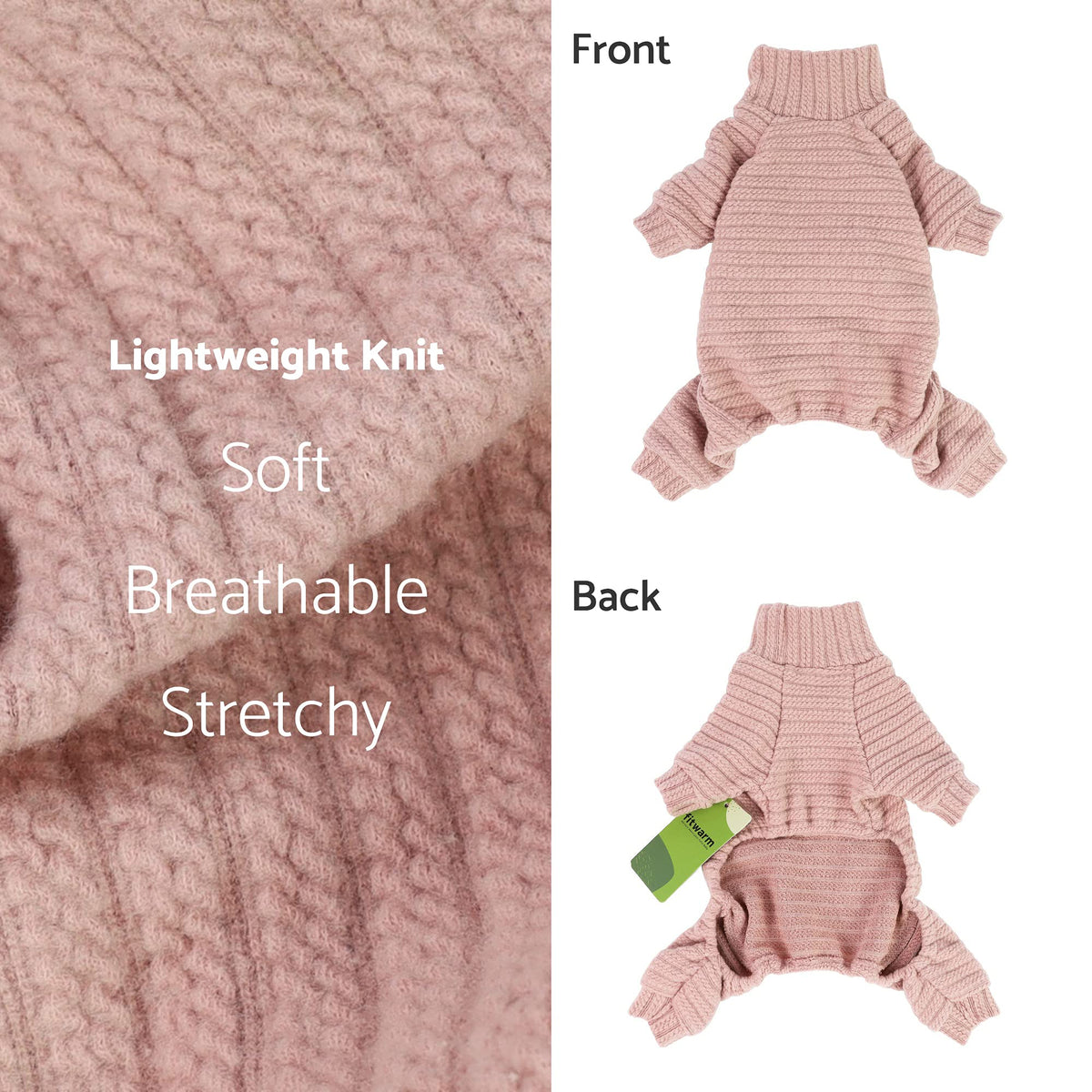 Turtleneck Knitted Dog Sweater Puppy Pajamas Thermal Doggie Winter Clothes Knitwear Pet Coats Cat Apparel Pink XXL (XX-Large / Light Pink)