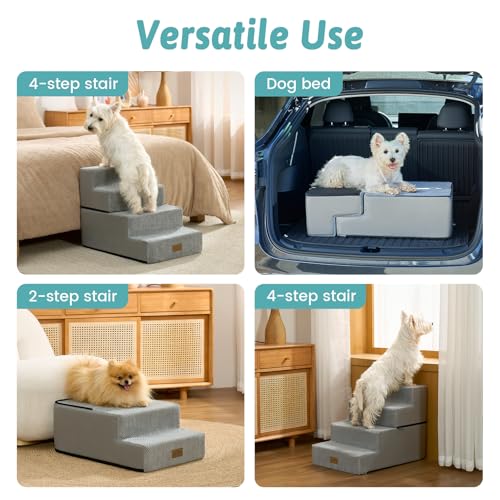 Dog Stairs for Small Dogs (Grey / 15.7x23.6x17.7 inch)