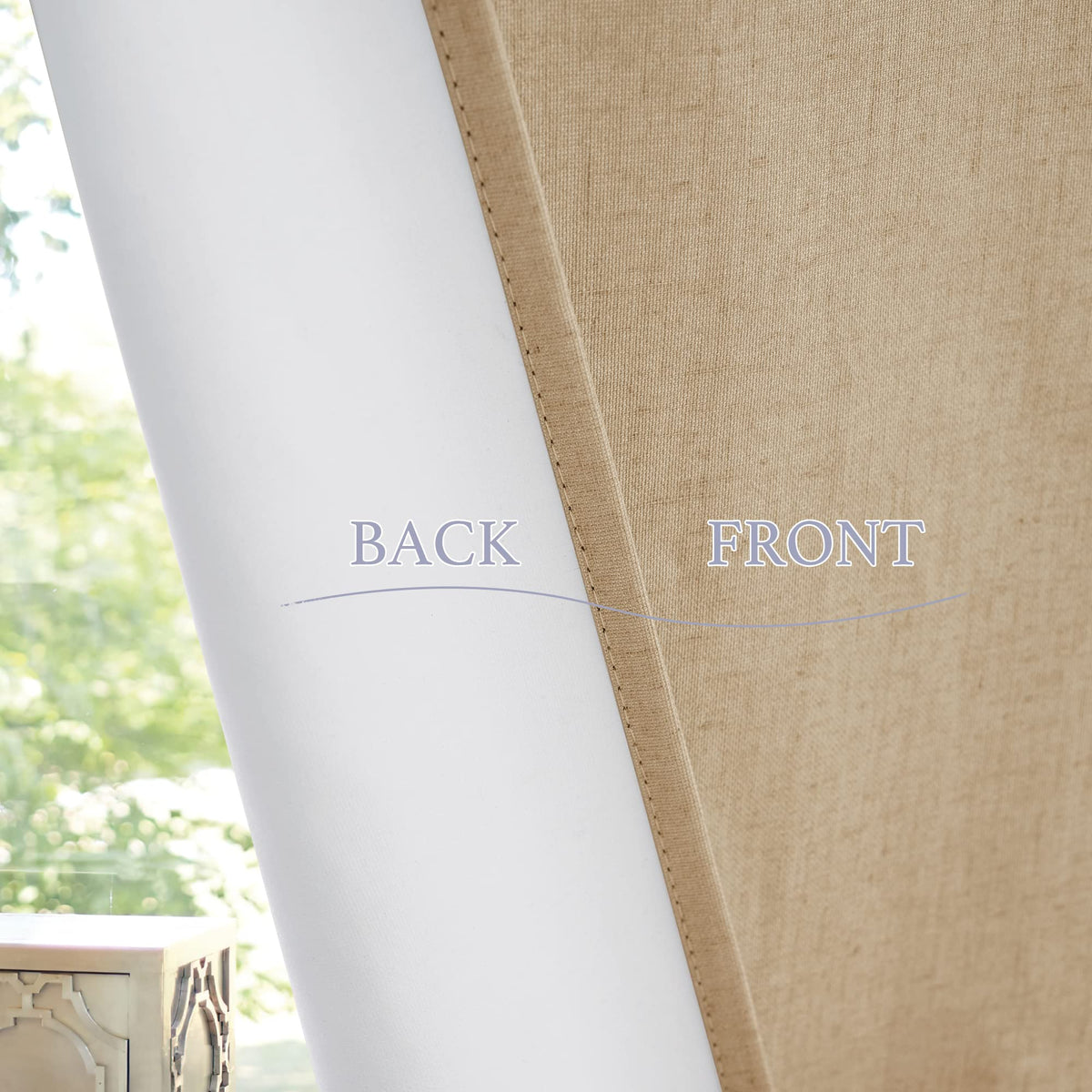 Natural Linen Textured French Door Window Curtains 100% Blackout (Camel / 26"W x 69"L (Pack of 1))