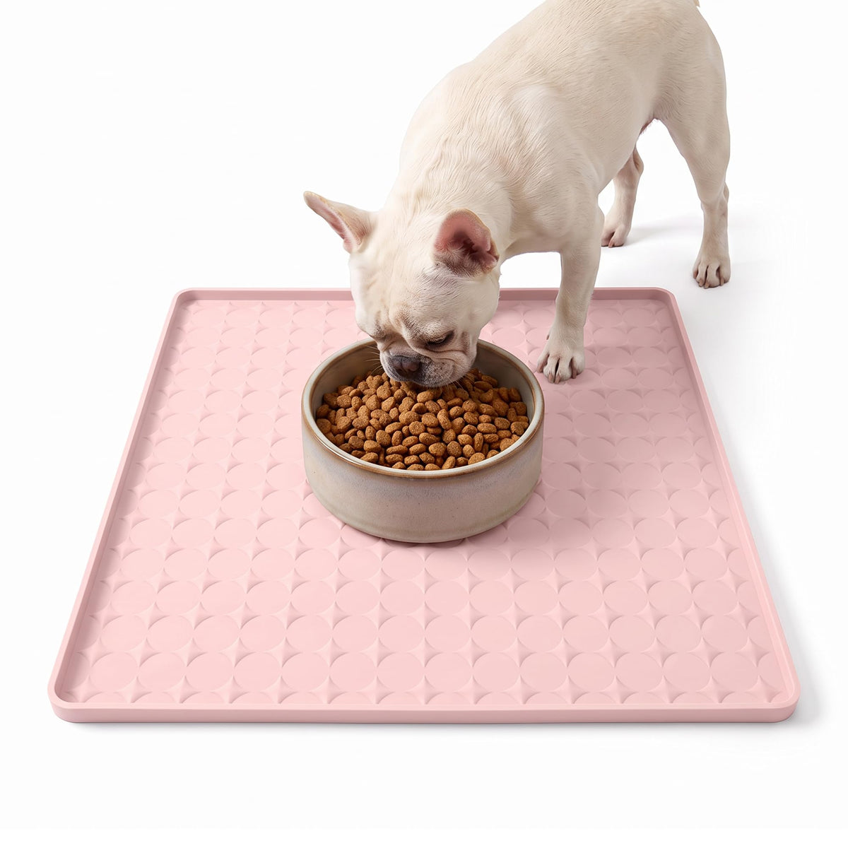 16 x 16 in Small Silicone Pet Food Mat for Dog & Cat Bowls Pink (Pink / 16"L x 16"W)