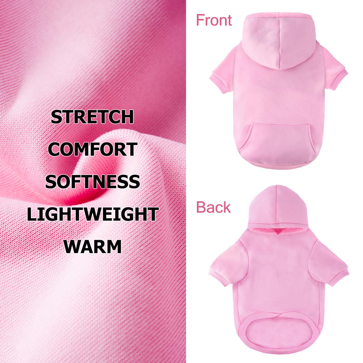 Dog Basic Hoodie Soft Dog Clothes Cold Weather Sweaters for Medium Large Dogs Cozy Fabric Warm Sweatshirt with Leash Hole for Boys (Pink / M (Back: 16.54",Chest: 22.05", 10-20lbs))