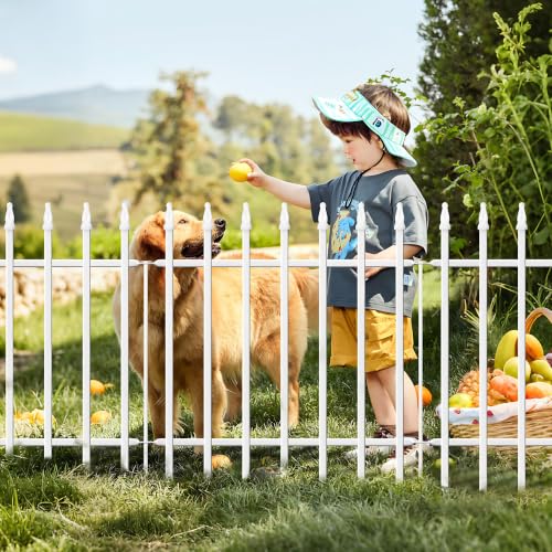 24" H x 10 Ft Decorative Metal Garden Fence (White / 24″ H x 10 ft (5 Panels))