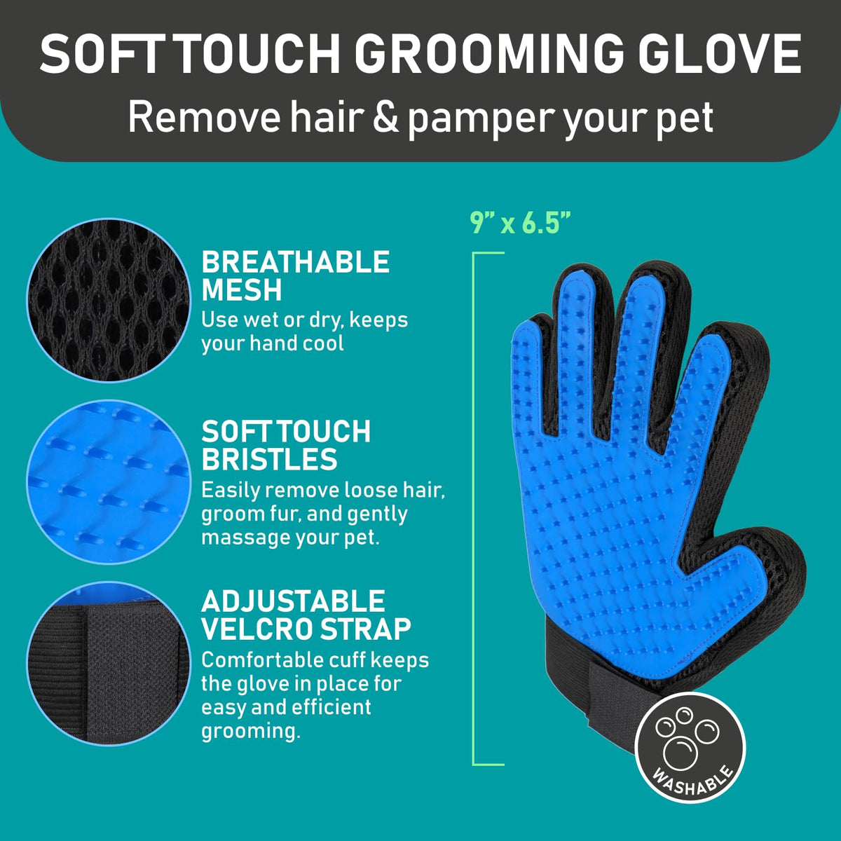 Pet Grooming Brush and 2X Grooming Gloves Combo (A1 - Rake & Glove (Best Value) / Large)